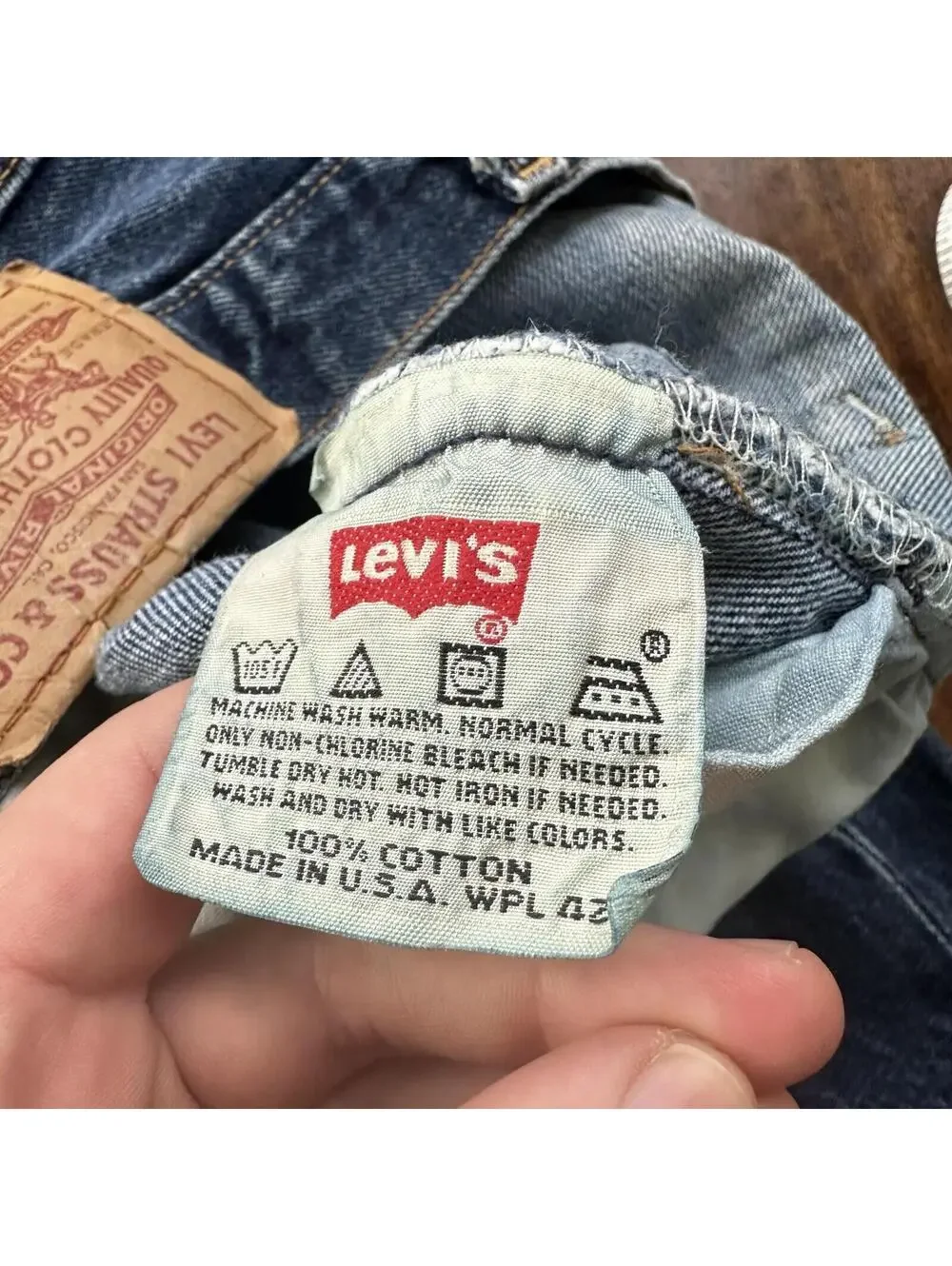 Vintage 90s Levis 501 29x34 USA Blue Denim Jeans Act 27x29 Med Wash Custom Bee